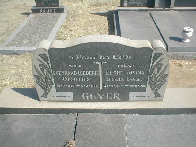 GEYER Coenraad Diederik Cornelius 1867-1962 &amp; Elsie Josina DE LANGE 1874-1965