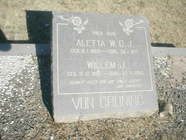 GRUNING Willem J., von 1863-1950 &amp; Aletta W.C.J. 1883-1971