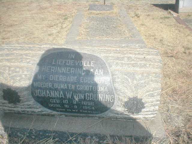 GRÜNING Johanna W., von 1896-1954