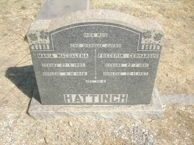 HATTINGH Frederik Gerhardus 1891-1967 &amp; Maria Magdalena 1895-1948