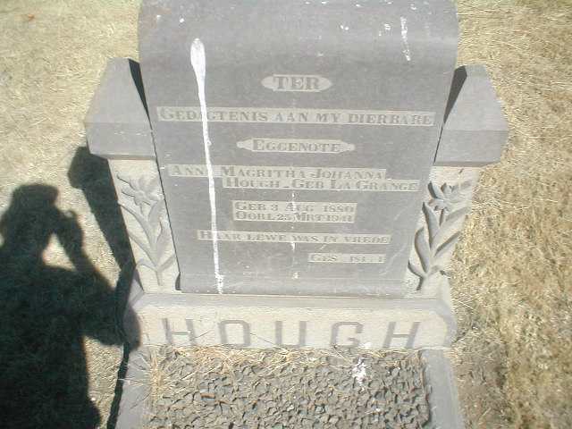 HOUGH Anna Magritha Johanna nee LA GRANGE 1880-1941