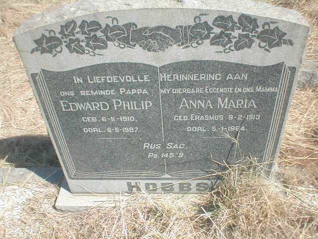 HOBBS Edward Philip 1910-1987 &amp; Anna Maria ERASMUS 1913-1984