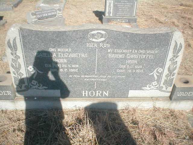 HORN Barend Christoffel 1885-1959 &amp; Isabella Elizabeth PIEK 1891-1962
