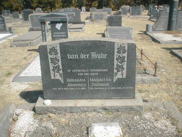 HYDE Abraham Johannes van der, 1893-1964 &amp; Magdalena Zacharia PRETORIUS 1889-1964