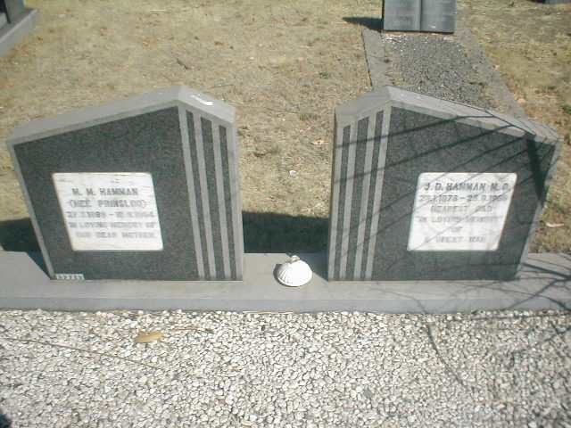 HAMMAN J.D. 1876-1960 &amp; M.M. PRINSLOO 1889-196?