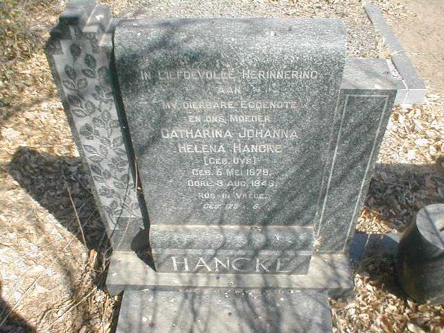 HANCKE Catharina Johanna Helena geb. UYS 1879-1948