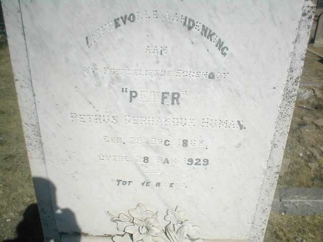 HUMAN Petrus Gerhardus 1868-1929