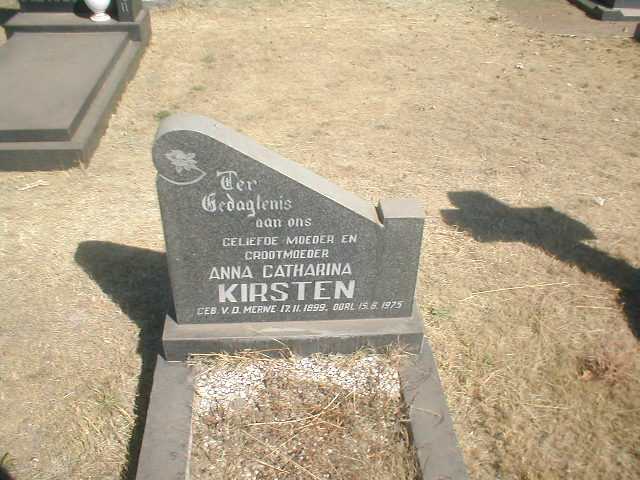 KIRSTEN Anna Catharina nee V. D. MERWE 1899-1975