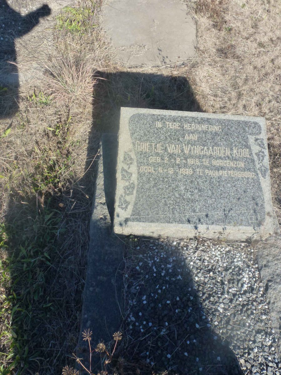 KOOL Grietjie, VAN WYNGAARDEN 1918-1939