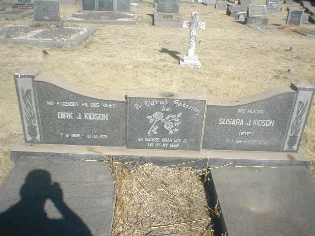 KIDSON Dirk J. 1905-1971 &amp; Susara J. BRITZ 1914-1976