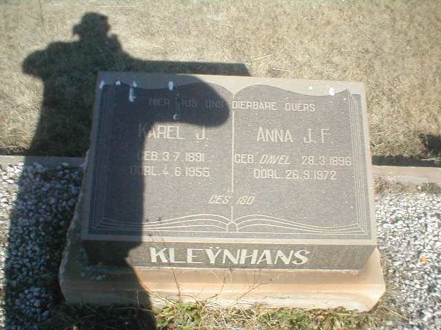 KLEYNHANS Karel J. 1891-1955 &amp; Anna J.F. DAVEL 1896-1972