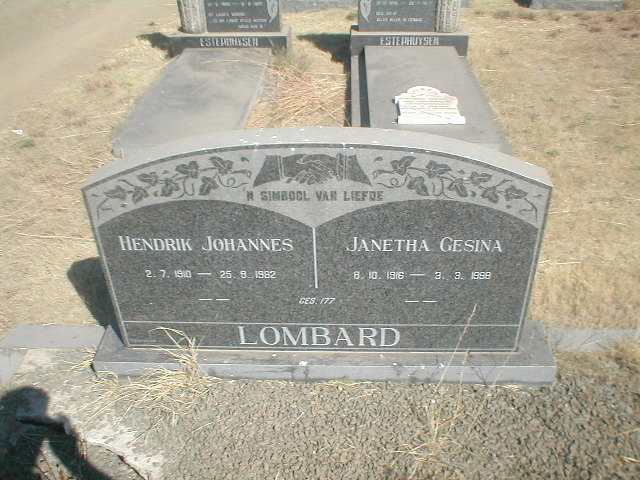 LOMBARD Hendrik Johannes 1910-1982 &amp; Janetha Gesina 1916-1998