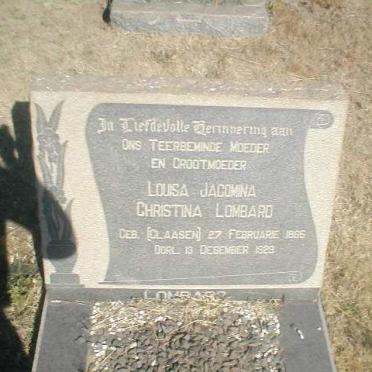 LOMBARD Louisa Jacomina Christina nee CLAASEN 1865-1929