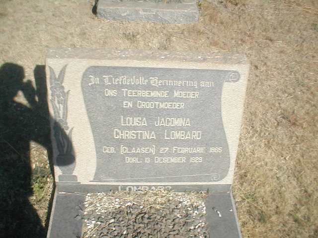 LOMBARD Louisa Jacomina Christina nee CLAASEN 1865-1929