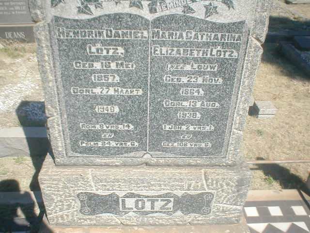 LÖTZ Hendrik Daniel 1857-1940 &amp; Maria Catharina Elizabeth LOUW 1864-1938