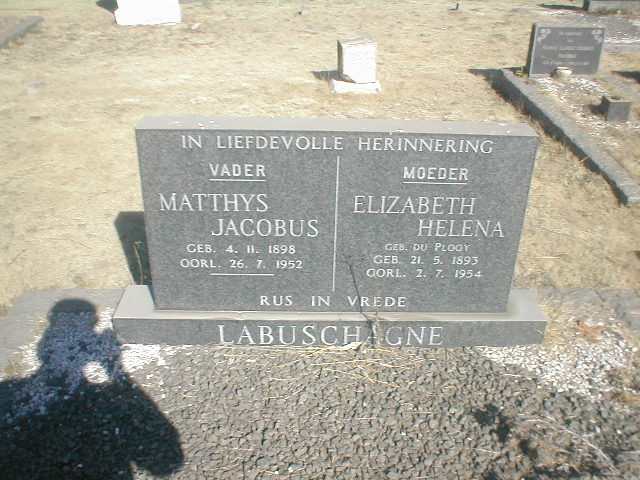 LABUSCHAGNE Matthys Jacobus 1898-1952 &amp; Elizabeth Helena DU PLOOY 1893-1954