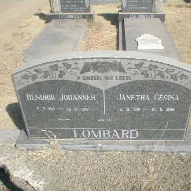 LOMBARD Hendrik Johannes 1910-1982 &amp; Janetha Gesina 1916-1998