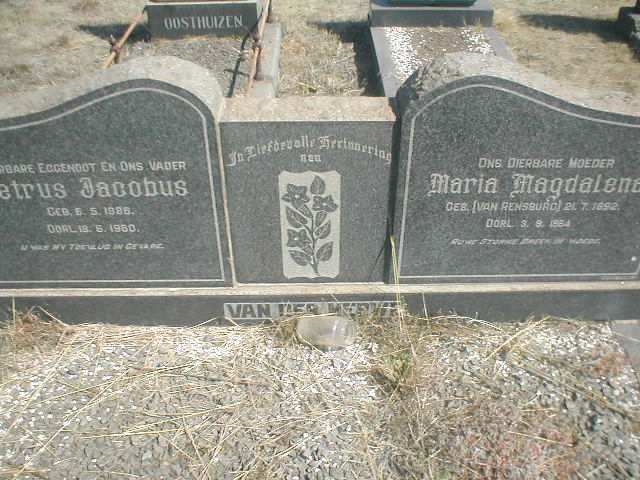 MERWE Petrus Jacobus, van der 1886-1960 &amp; Maria Magdalena VAN RENSBURG 1892-1984
