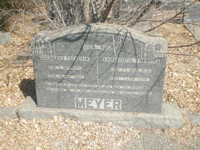 MEYER Coenraad Frederik 1871-1950 &amp; Emmerentia Frederika MEYER 1876-1958