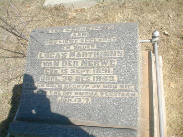 MERWE Lucas Marthinus, van der 1891-1943