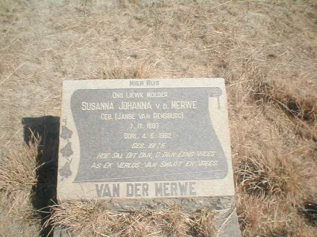 MERWE Susanna Johanna, van der  geb. JANSE VAN RENSBURG 1887-1962