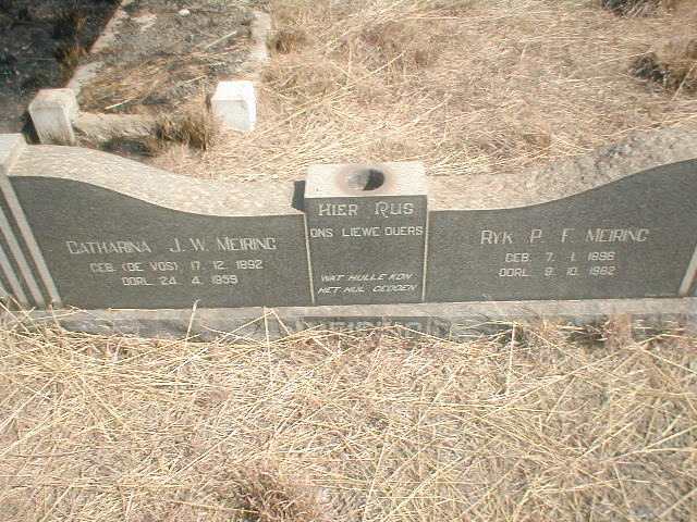 MEIRING Ryk P.F. 1896-1982 &amp; Catharina J.W. DE VOS 1892-1959
