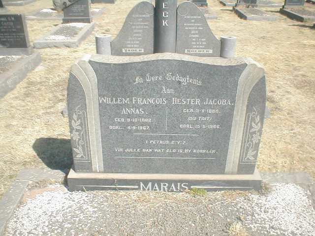 MARAIS Willem Francois Annas 1882-1967 &amp; Hester Jacoba DU TOIT 1886-1966
