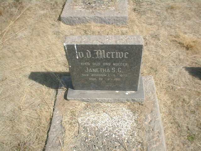 MERWE Janetha S.C., v.d. geb. BRANDOW 1873-1961