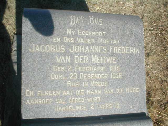 MERWE Jacobus Johannes Frederik, van der 1915-1956