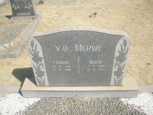MERWE Fransie, v.d. 1906-1995, V.D. MERWE Bertie 1908-1977