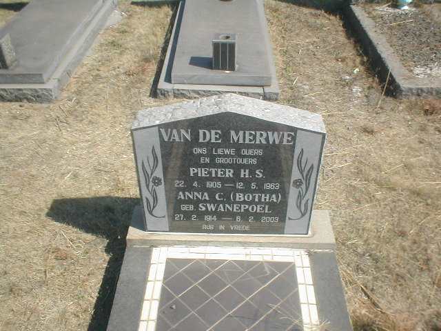 MERWE Pieter H.S., van de 1905-1963 &amp; Anna C., voorheen BOTHA, geb. SWANEPOEL 1914-2003