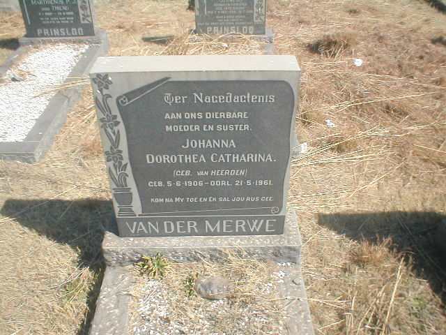 MERWE Johanna Dorothea Catharina, van der nee VAN HEERDEN 1906-1961
