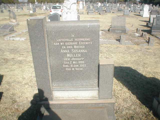MULLER Anna Susanna nee BOSHOFF 1889-1953