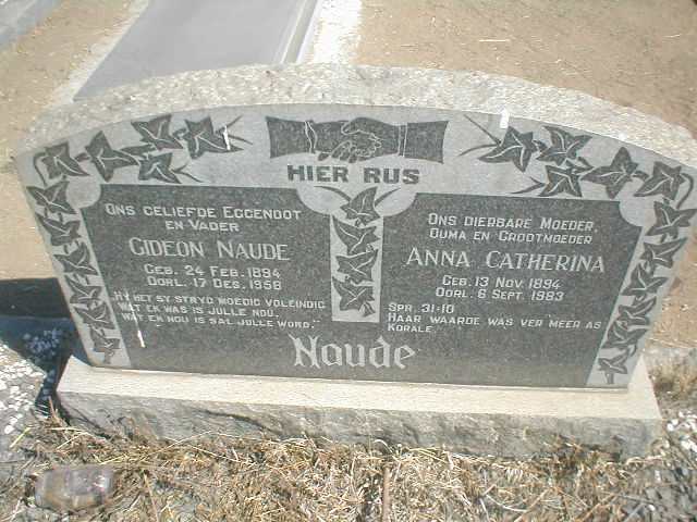 NAUDE Gideon 1894-1958 &amp; Anna Catherina 1894-1983