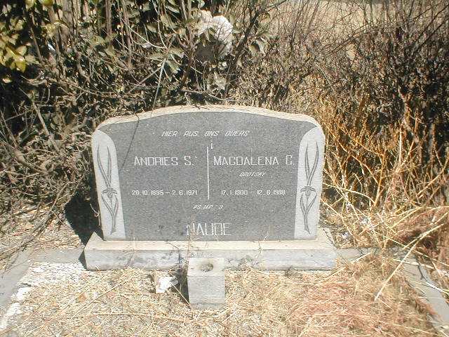 NAUDE Andries S. 1895-1971 &amp; Magdalena C. DROTSKY 1900-1988