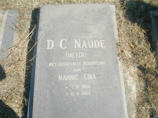 NAUDE D.C. nee MEYER 1904-1984