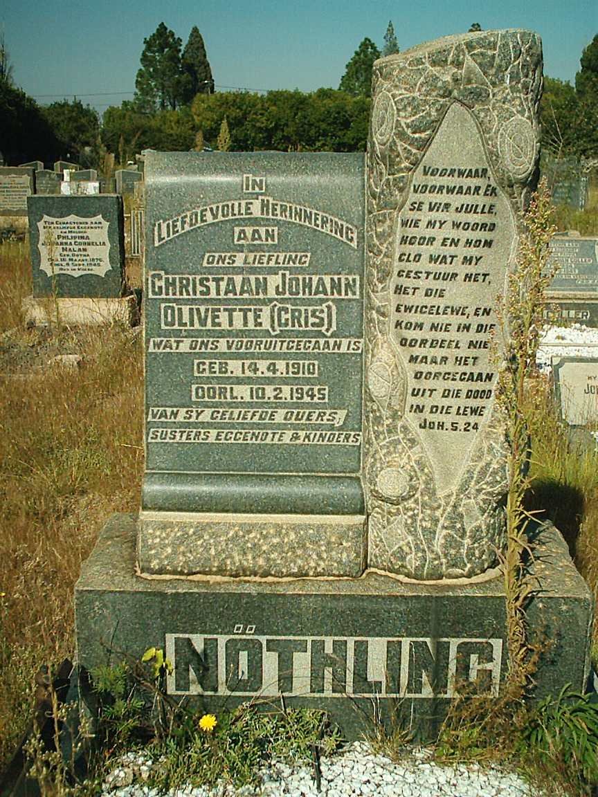 NOTHLING Christiaan Johann Olivette 1910-1945