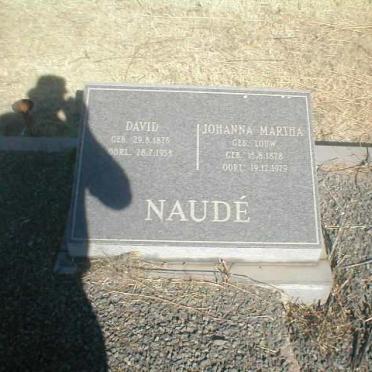 NAUDE David 1876-1953 &amp; Johanna Martha LOUW 1878-1979