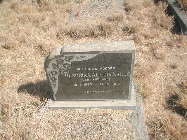 NAUDE Hendrika Aletta nee ROELAND 1897-1962