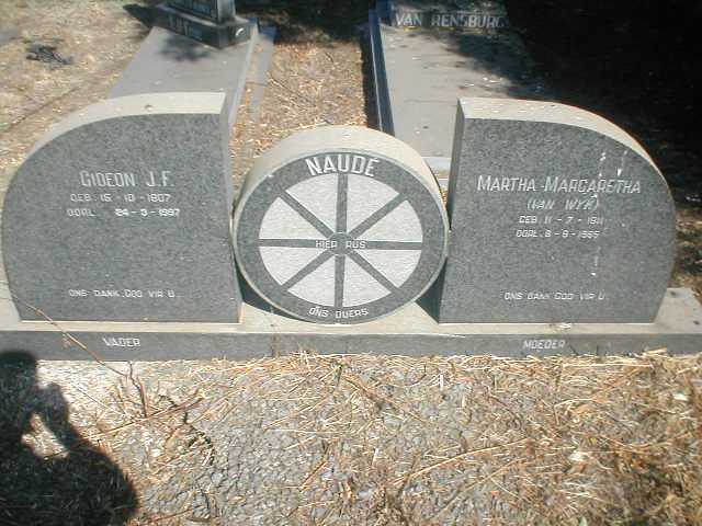 NAUDE Gideon J.F. 1907-1997 &amp; Martha Margaretha VAN WYK 1911-1965