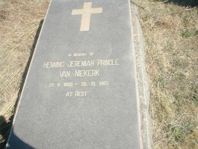 NIEKERK Henning Jeremiah Pringle, van 1893-1963