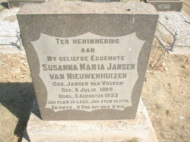 NIEUWENHUIZEN Susanna Maria, Jansen van geb. JANSEN VAN VUUREN 1889-1955
