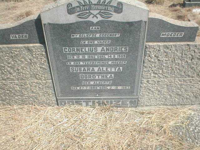 OOSTHUIZEN Cornelius Andries 1893-1959 &amp; Susara Aletta Dorothea ALBERTS 1893-1963