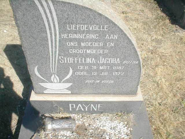 PAYNE Stoffelina Jacoba geb. BOTHA 1887-1972