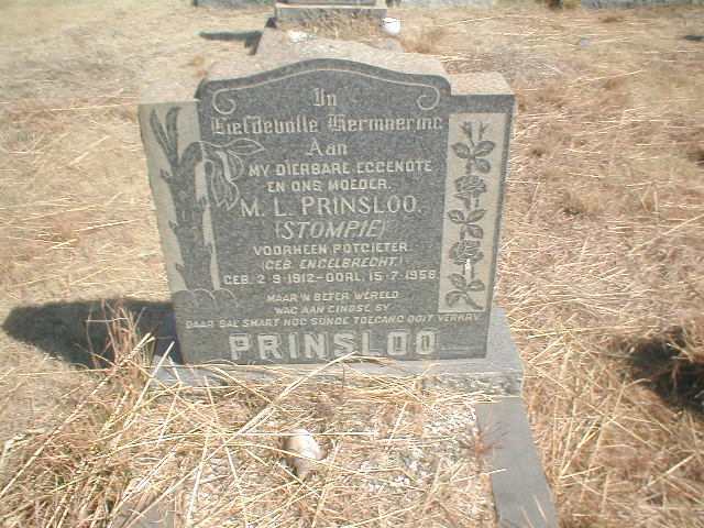 PRINSLOO M L, formerly POTGIETER, nee ENGELBRECHT 1912-1958
