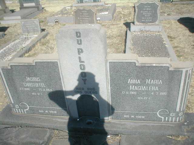 PLOOY Jacobus Christoffel, du 1884-1954 &amp; Anna Maria Magdalena 1903-1980