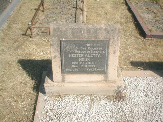 ROUX Hester Aletta 1878-1957