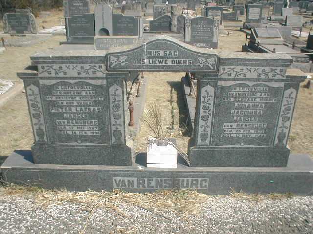 RENSBURG Pieter Lafras, Jansen van 1887-1938 &amp; Johanna Jacomina 1893-1944