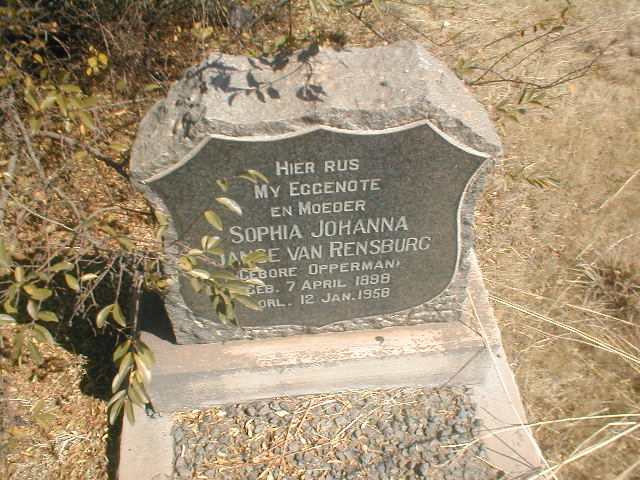RENSBURG Sophia Johanna, Janse van  nee OPPERMAN 1898-1958