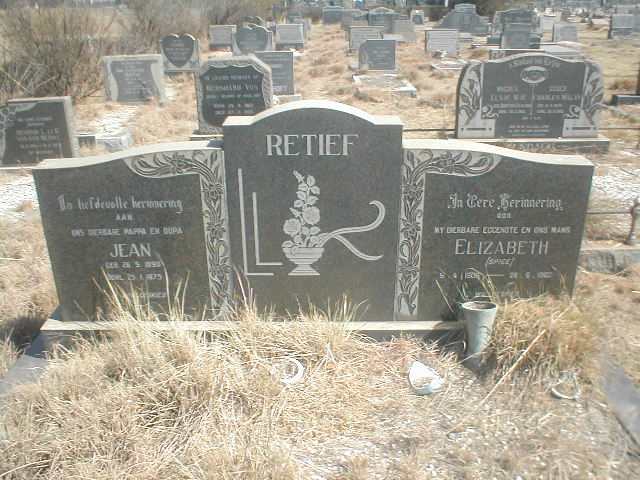 RETIEF Jean 1898-1975  &amp; Elizabeth SPICE 1906-1962